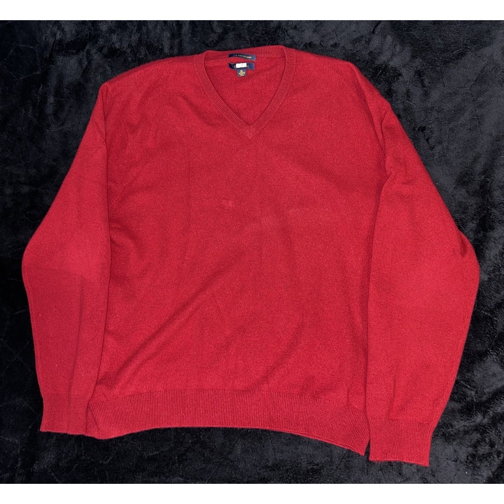 Club Room 100% Fine Cashmere Men’s V-Neck Red Sweater L/S Size XL Pullover Prepp